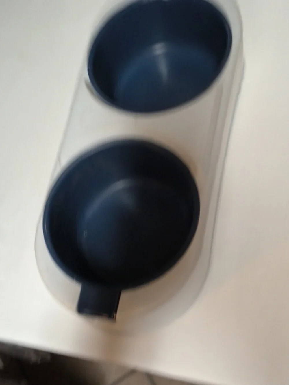 Double Pet Bowl in Blue Cream Durable Feeding Dish Removable Bowl Dog Cat